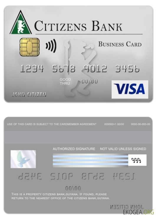 Carte de visite visa de la Guyana Citizens Bank